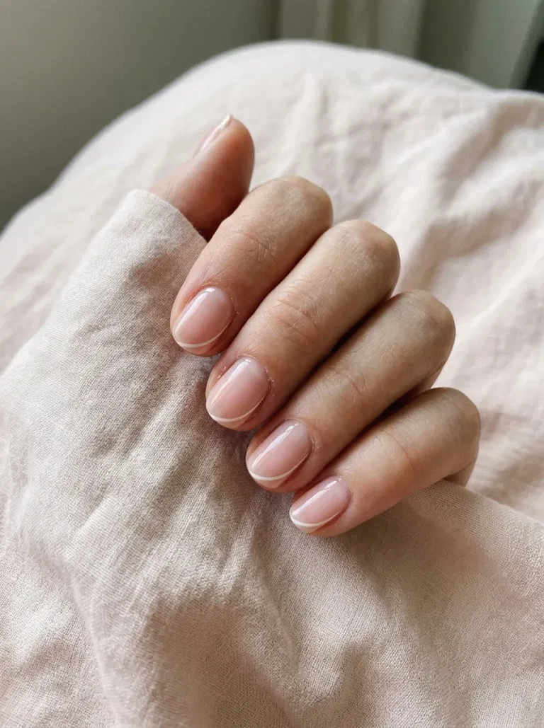 Soft White Side French nail design