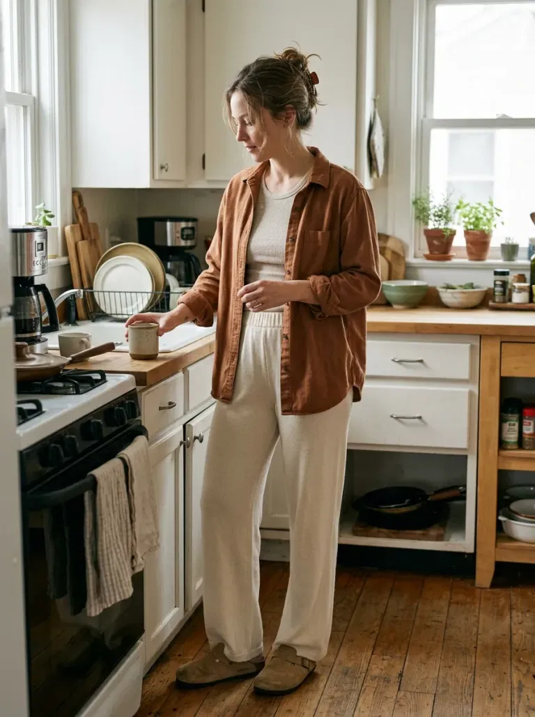 Burnt Orange Boxy Sweater and Pleated Pants