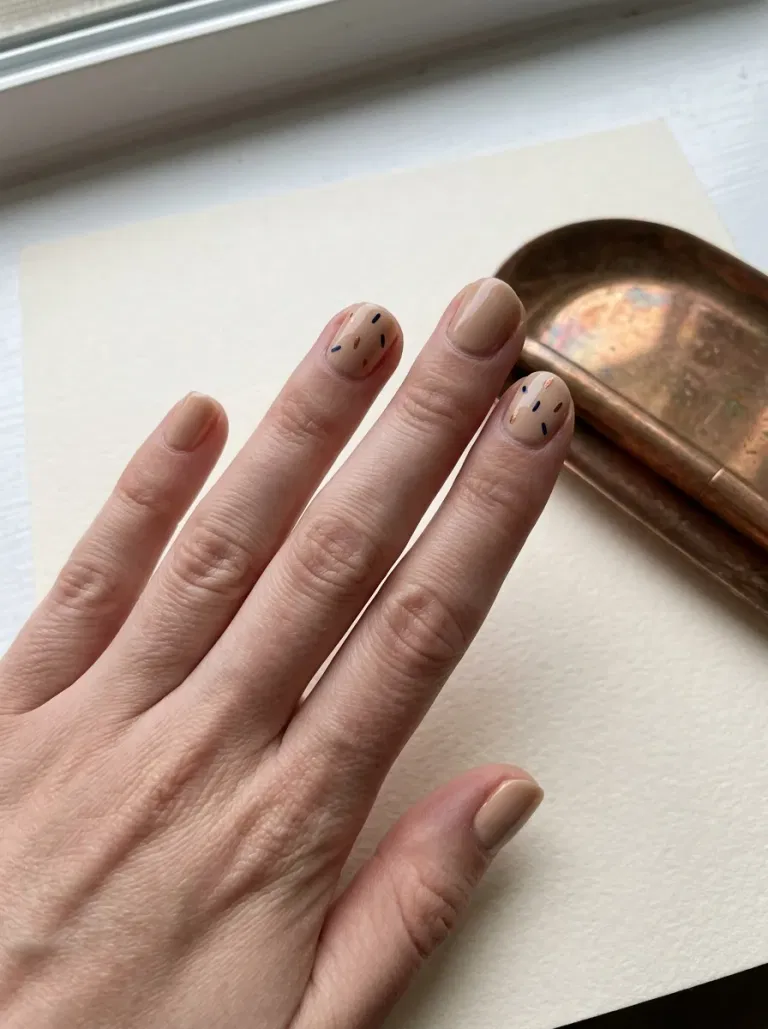 Navy and Copper Dashes nail design