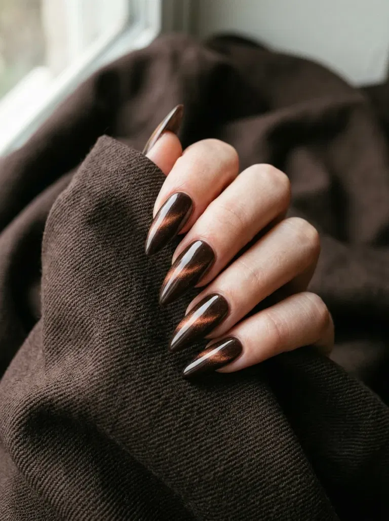 Deep Cocoa Velvet nail design