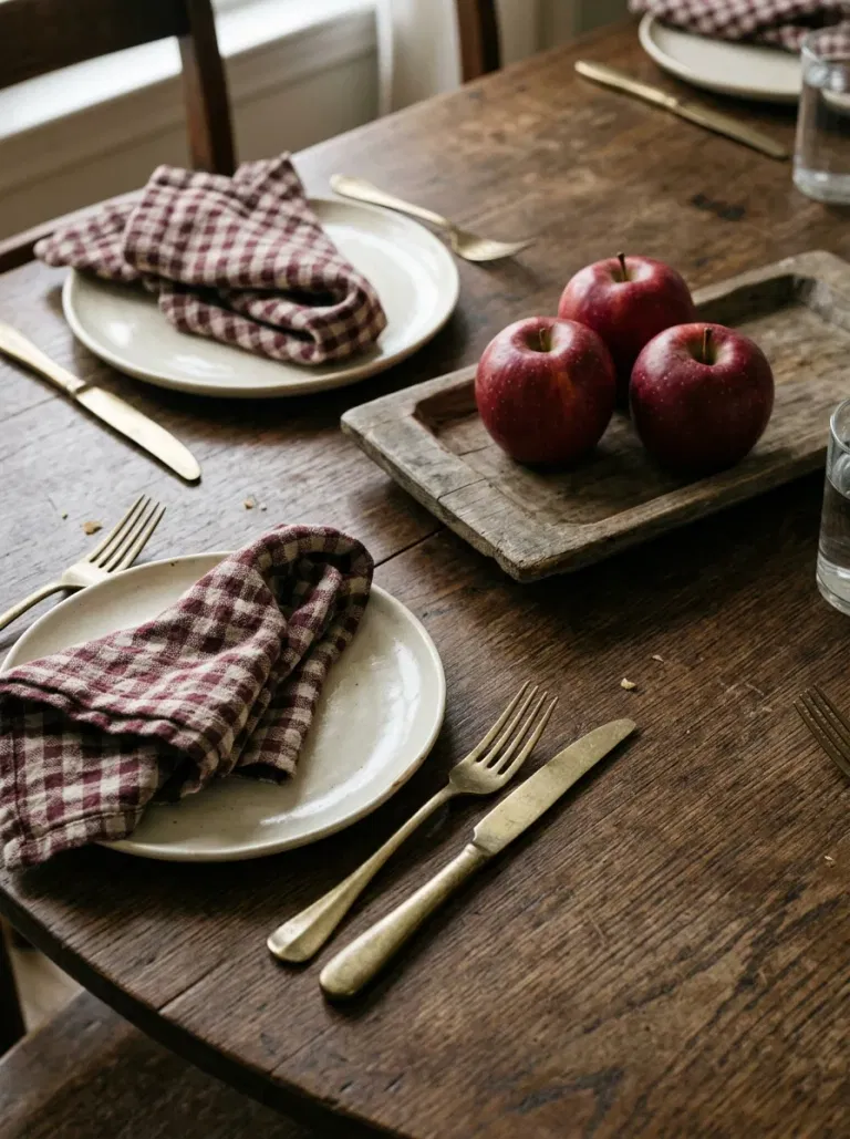 Burgundy Check and Dark Oak
