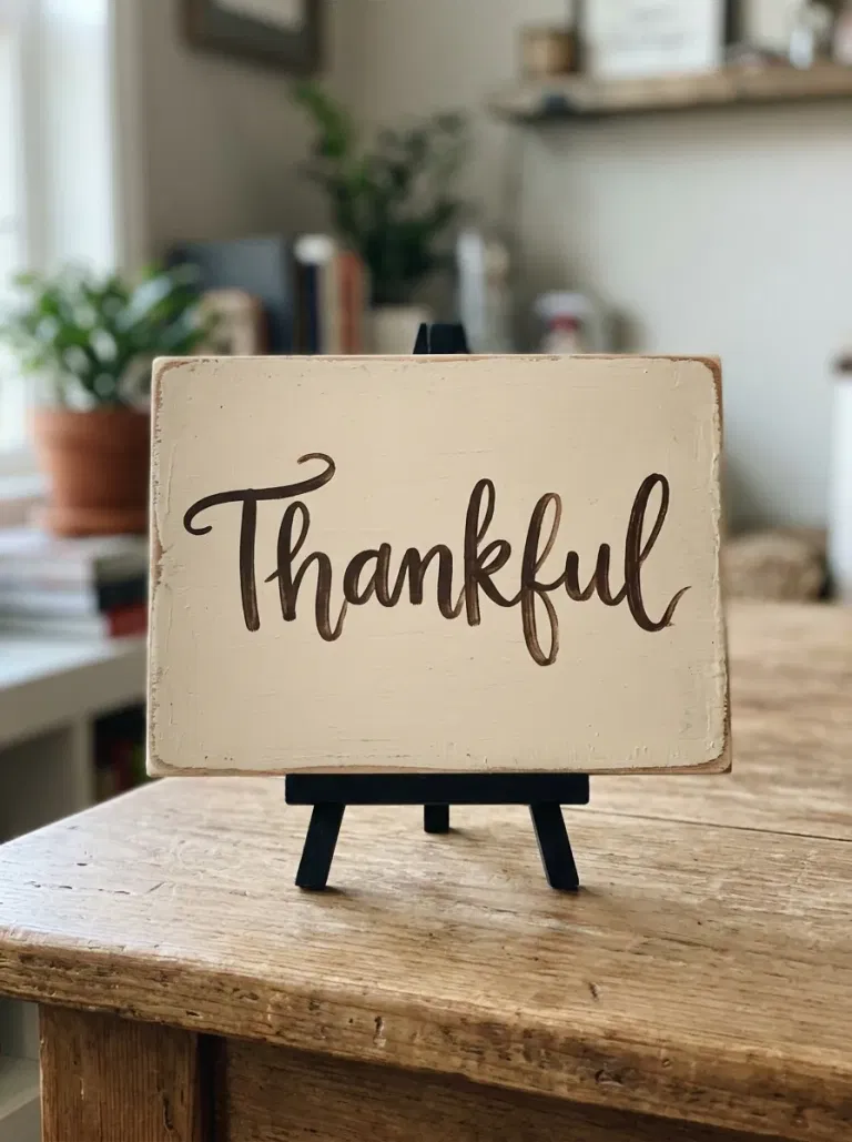 Thankful Wooden Sign on a Stand