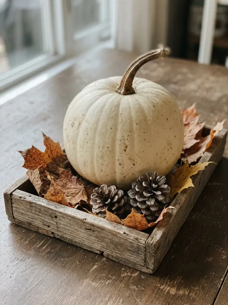 Leaf-Rimmed Pumpkin Display