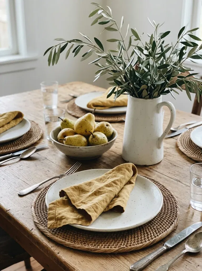 Soft Mustard and Natural Rattan