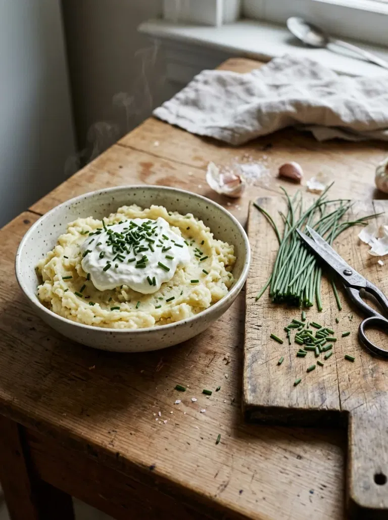 Greek Yogurt and Garlic Chive Mash