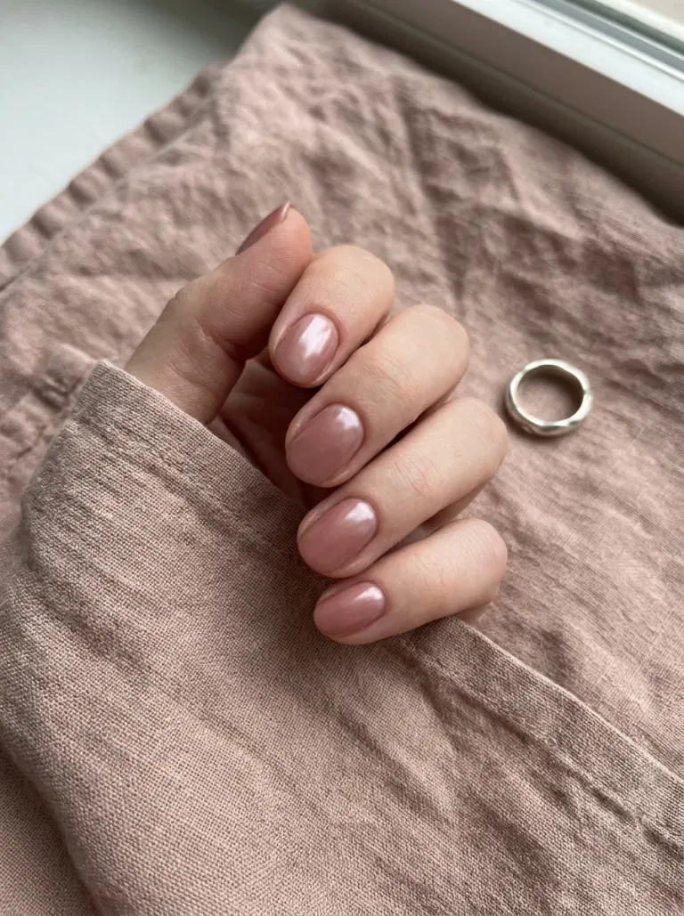 Dusty Rose Glazed Donut nail design