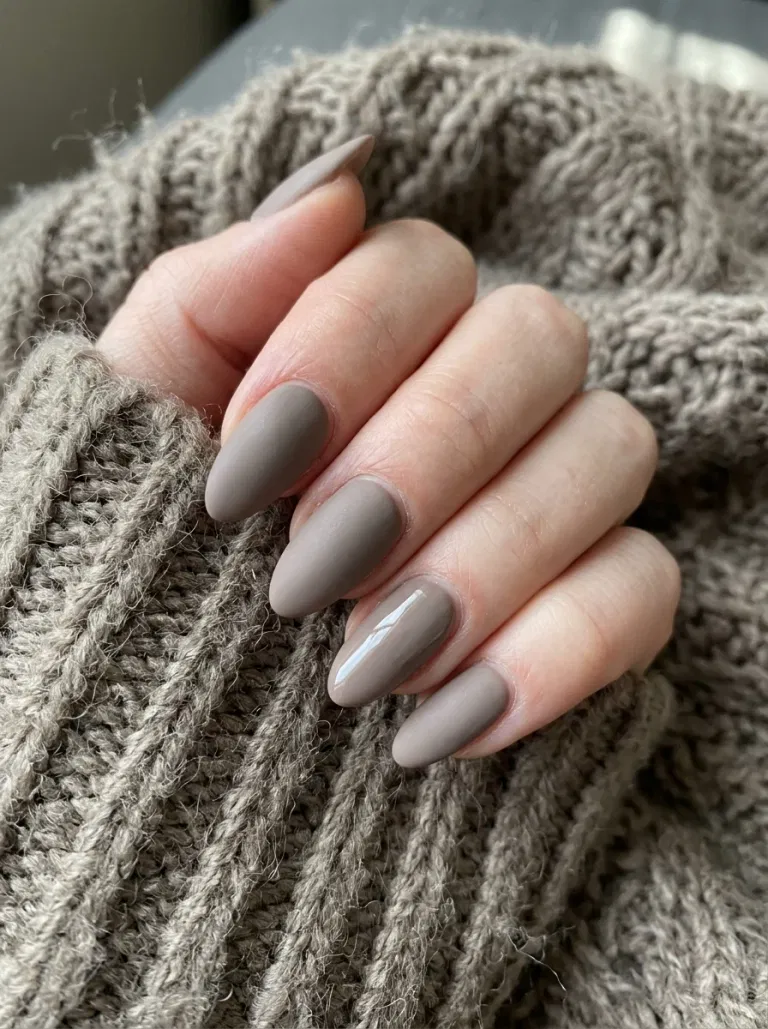 Mushroom Taupe Velvet nail design
