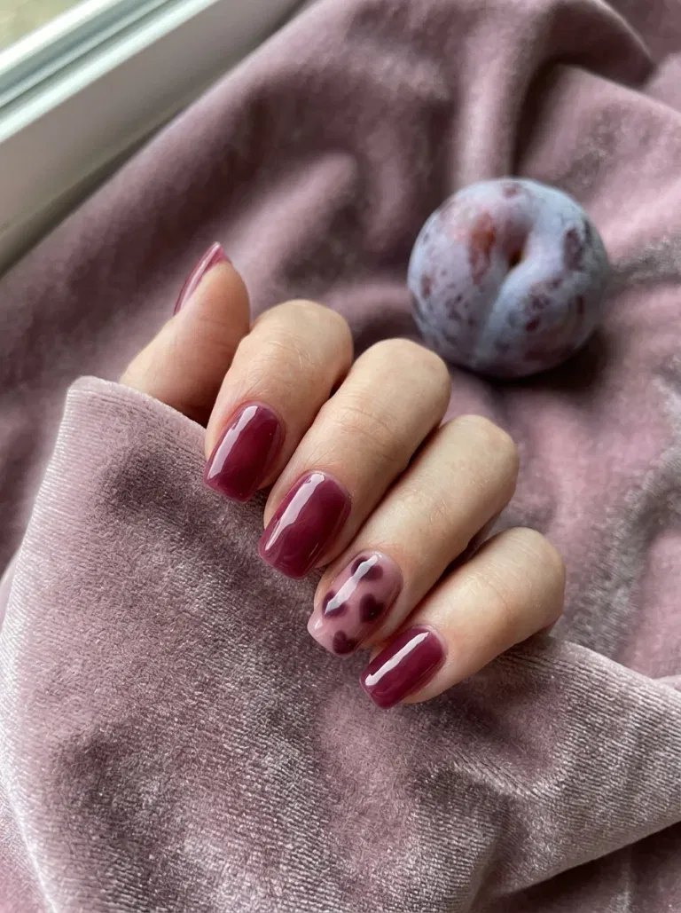 Plum Jelly Hearts nail design