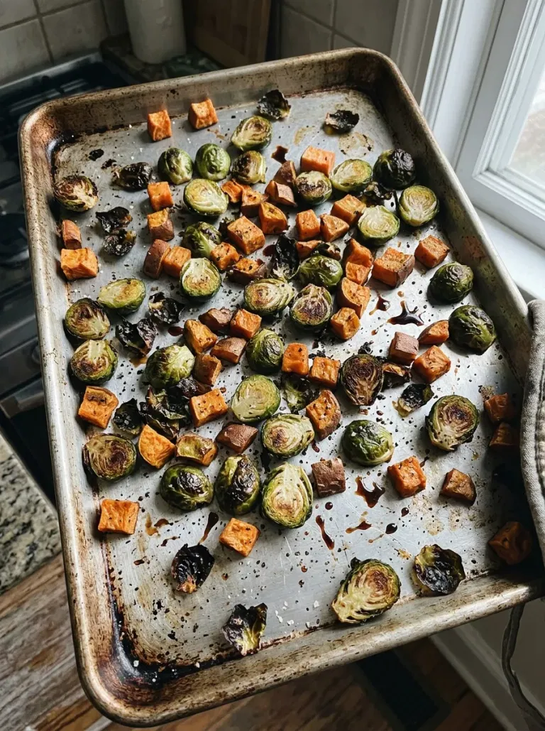 Balsamic Brussels and Sweet Potatoes