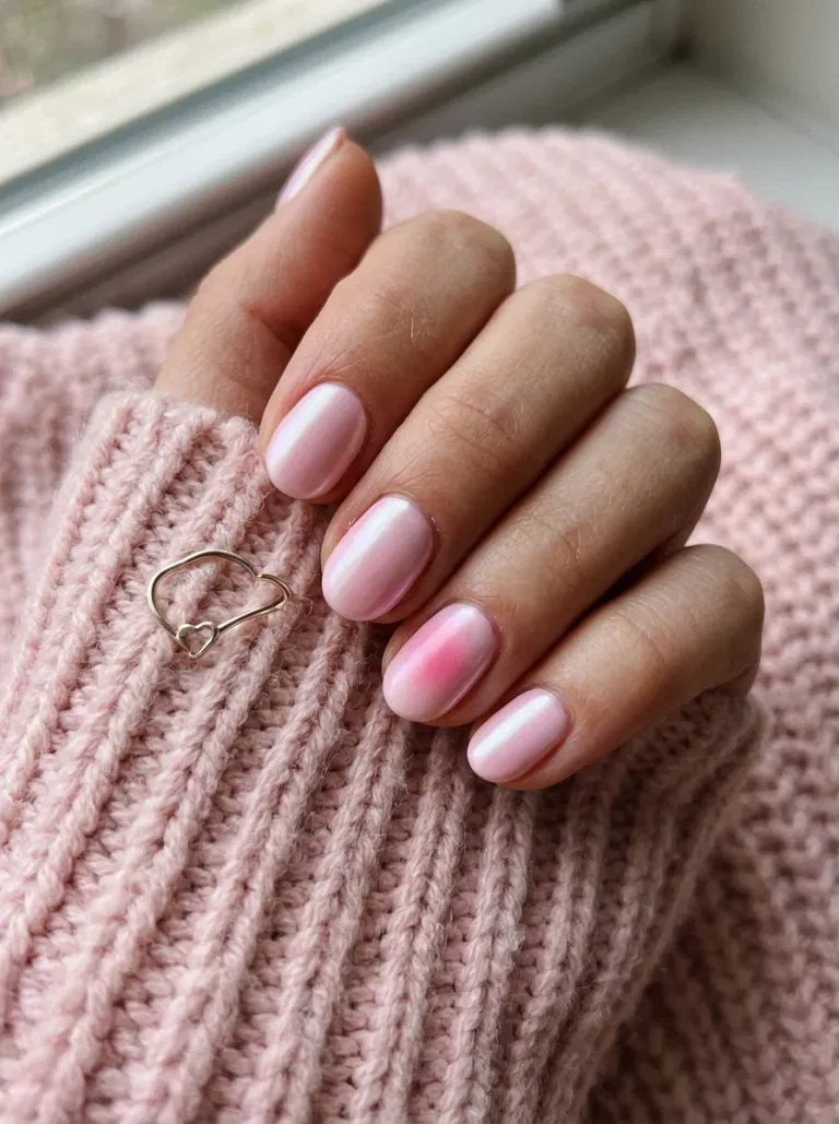 Cotton-Candy Pink Chrome Bloom nail design