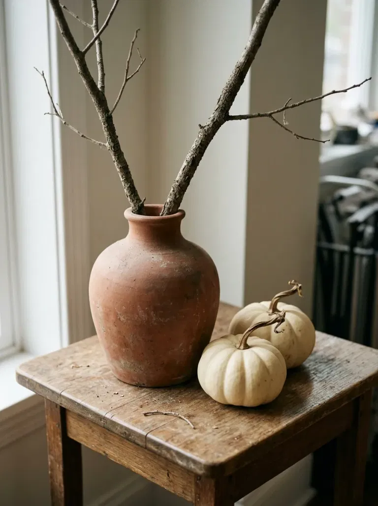 Single Branch in a Clay Vase