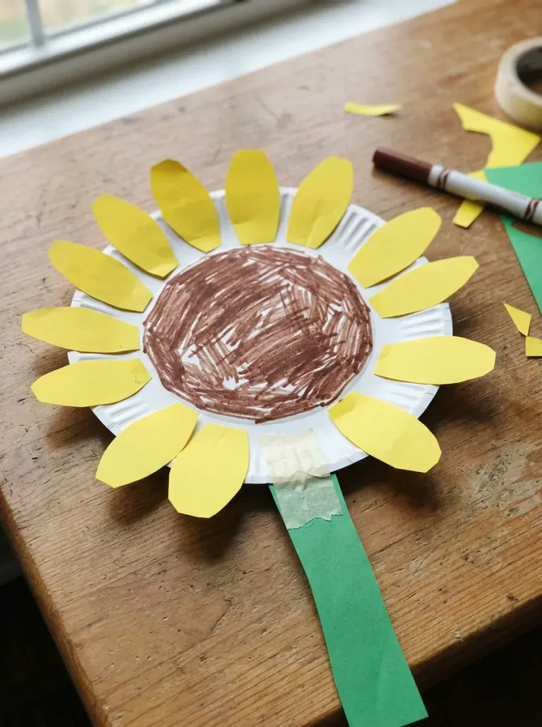 Paper Plate Sunflower Sticker Art