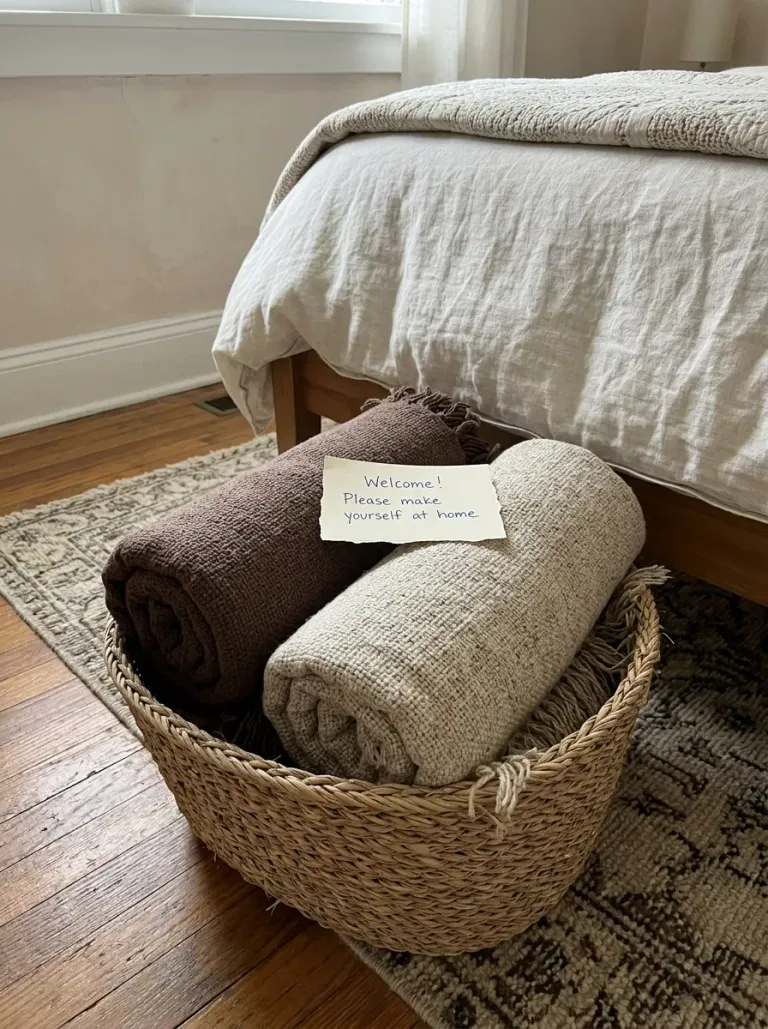 Cozy Guest-Room Blanket Basket