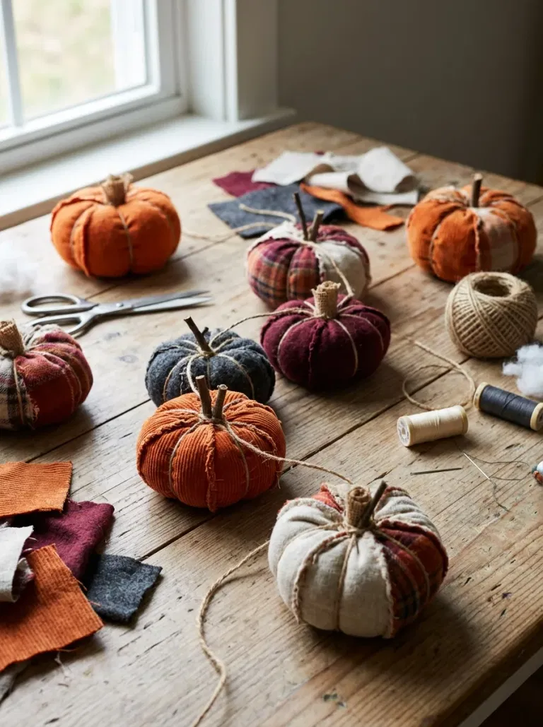 Scrap-Fabric Pumpkin Garland