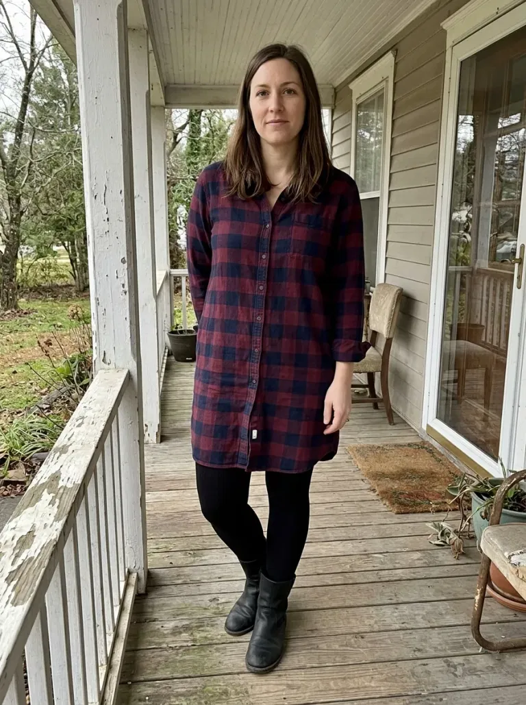 Olive Sweater Dress with No Waist Seam