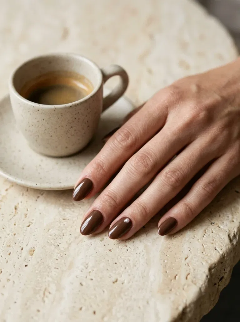 Espresso Pinpoint Pearls nail design