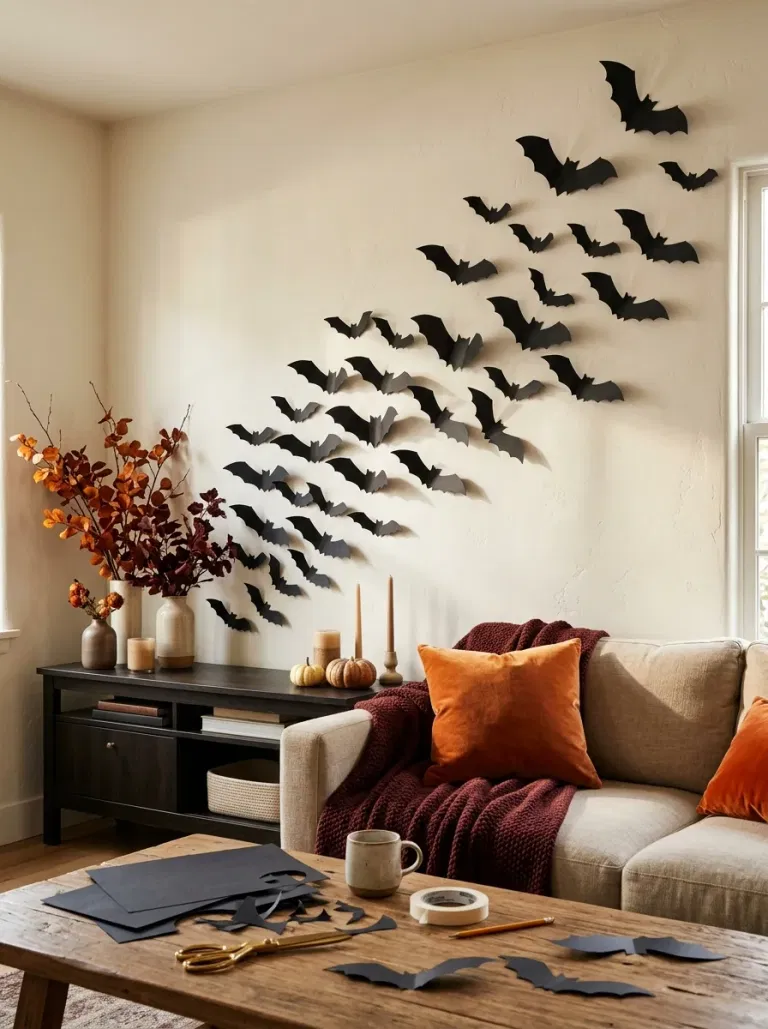 Black Cardstock Bat Swarm