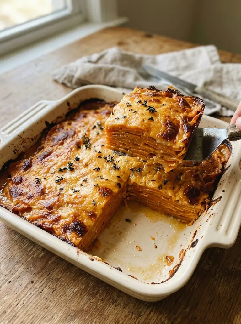 Cheddar and Thyme Sweet Potato Gratin