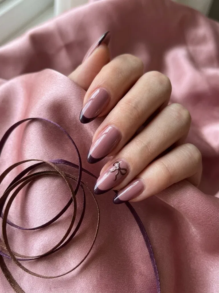 Bow-Tied French Tips nail design