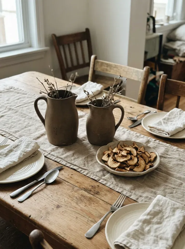Clay Pitchers and Dried Apple Slices