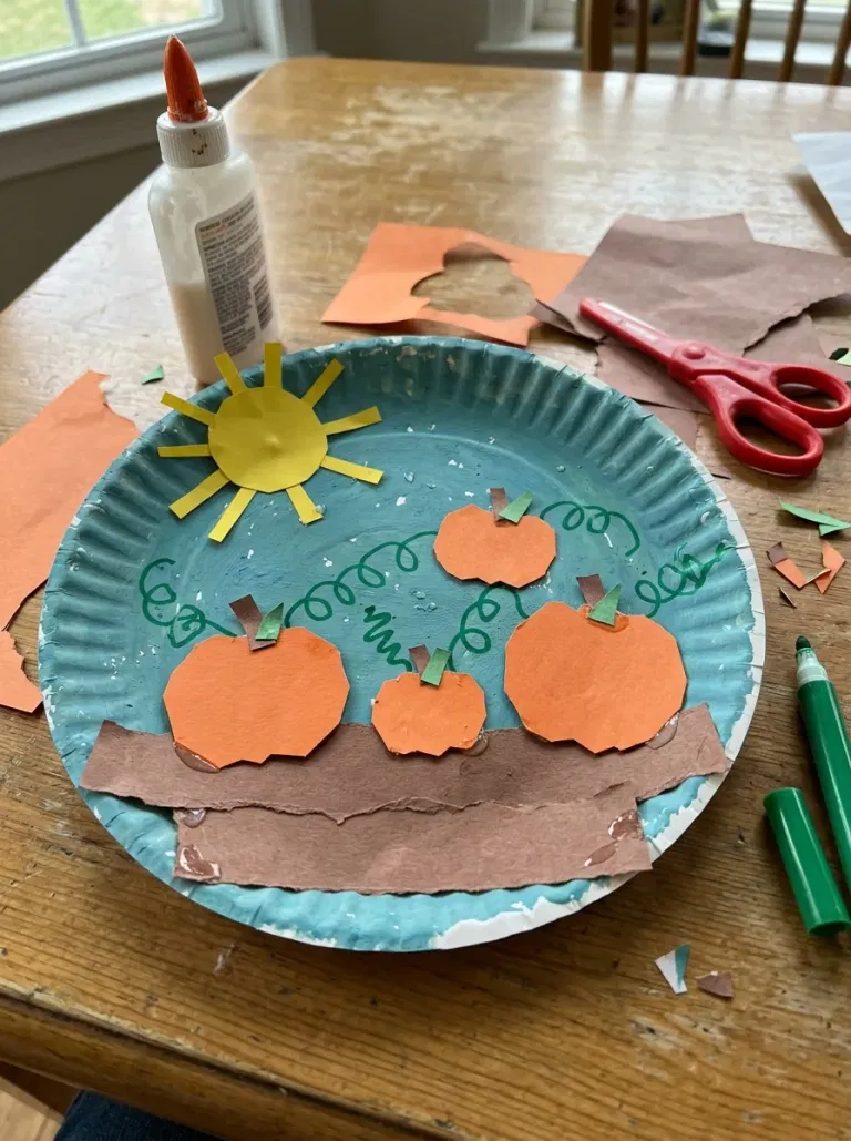 Pumpkin Patch Paper Plate Art