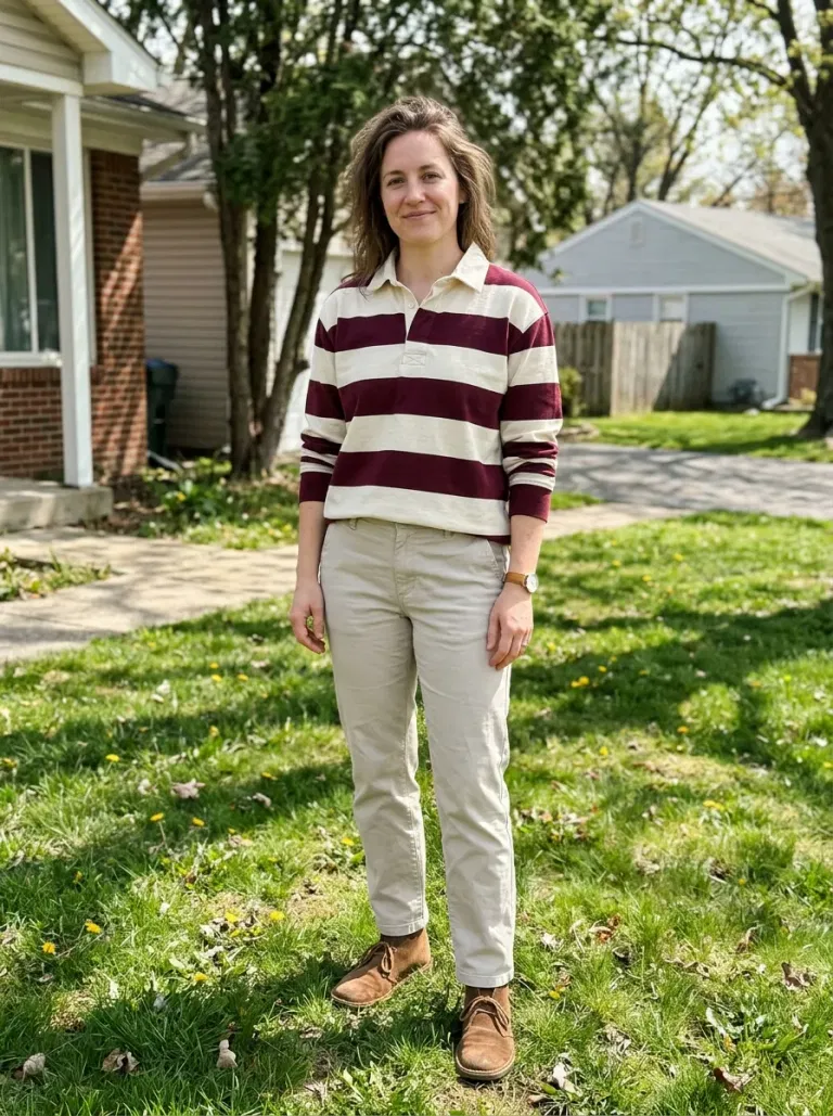 Striped Rugby Shirt and Stone Chinos