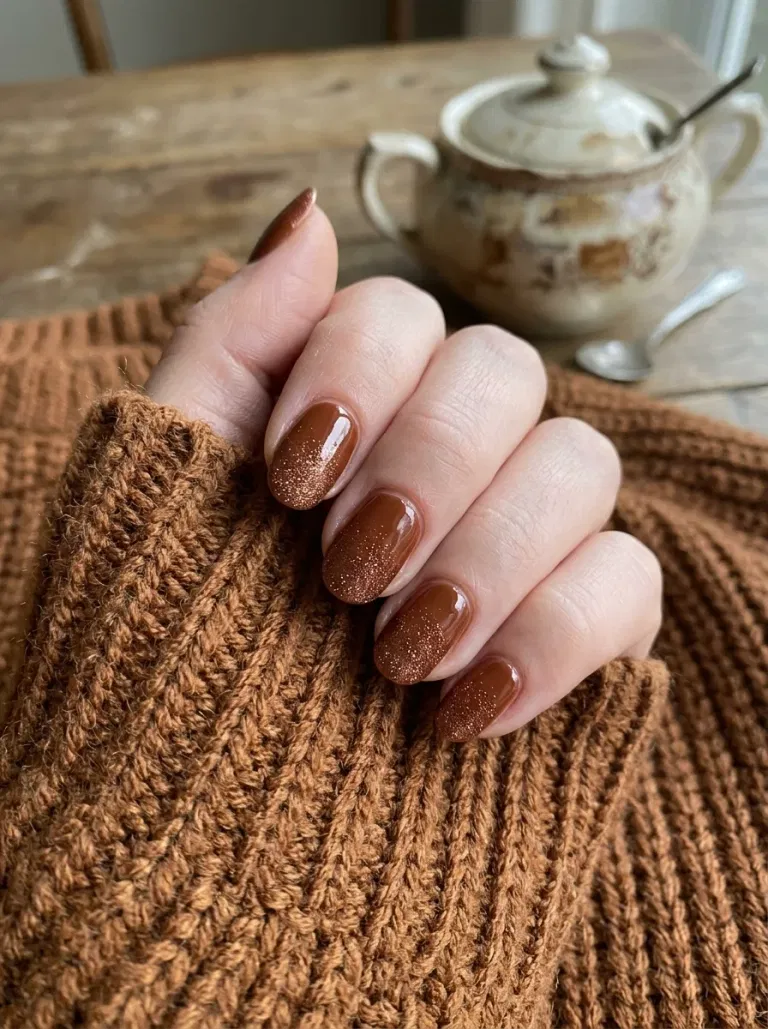 Cinnamon Sugar Sparkle nail design