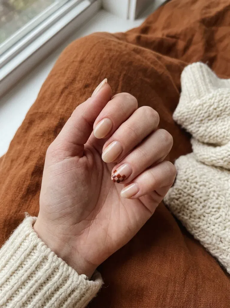 Cinnamon Micro-Check nail design