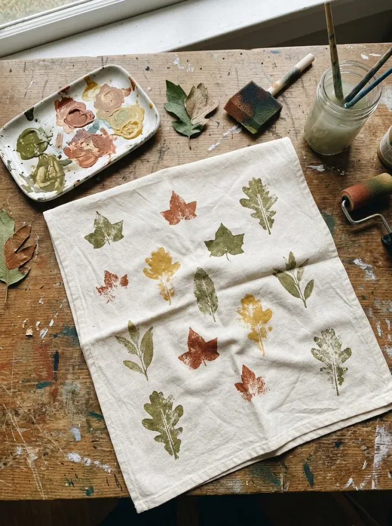 Leaf Print Kitchen Towels