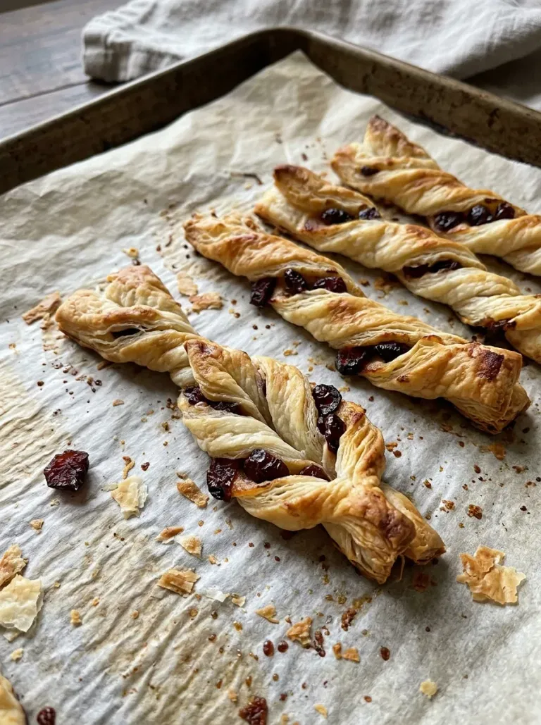 Cranberry Leaf Puff Pastry Twists