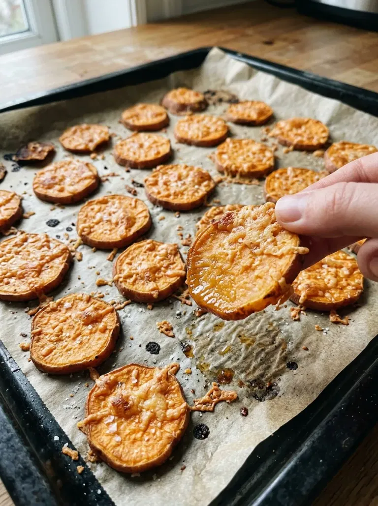 Crispy Parmesan Sweet Potato Coins