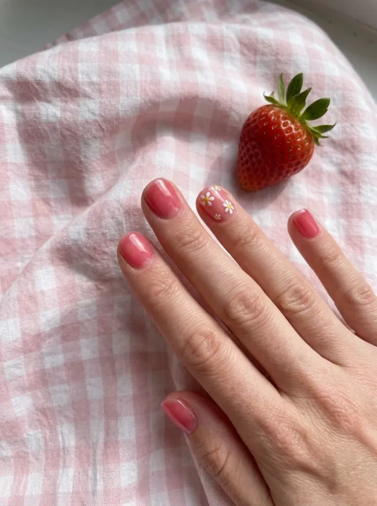Strawberry Jelly Daisy Nails nail design