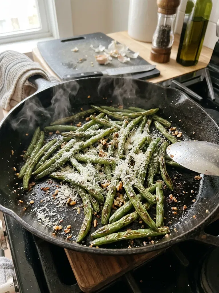 Garlic Parmesan Skillet Beans