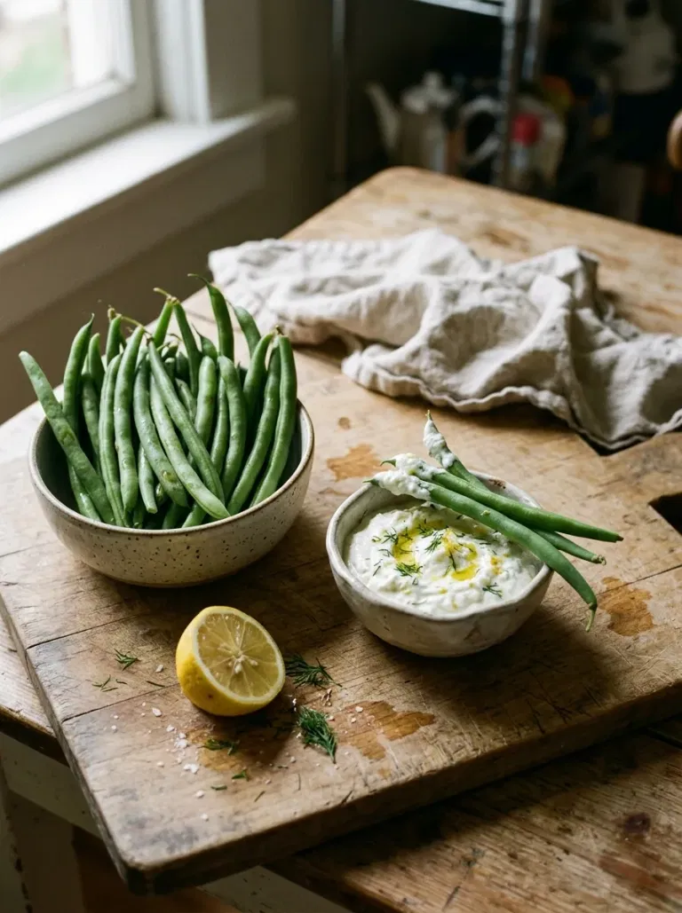 Green Beans with Lemon Yogurt Dip