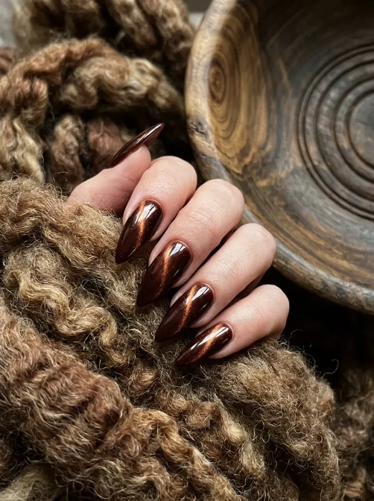 Chestnut Cat-Eye nail design