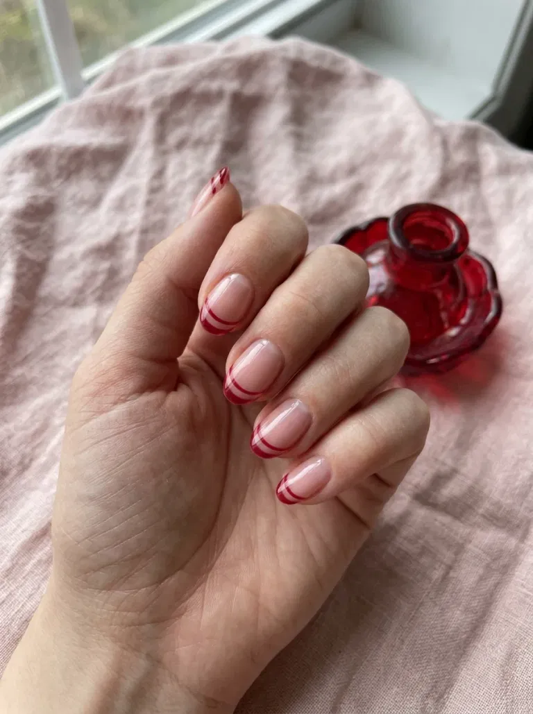 Ruby Double French nail design