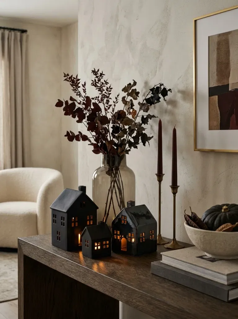 Oxblood Rose and Branch Arrangement