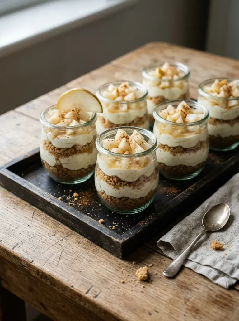 Cinnamon Pear Cheesecake Jars