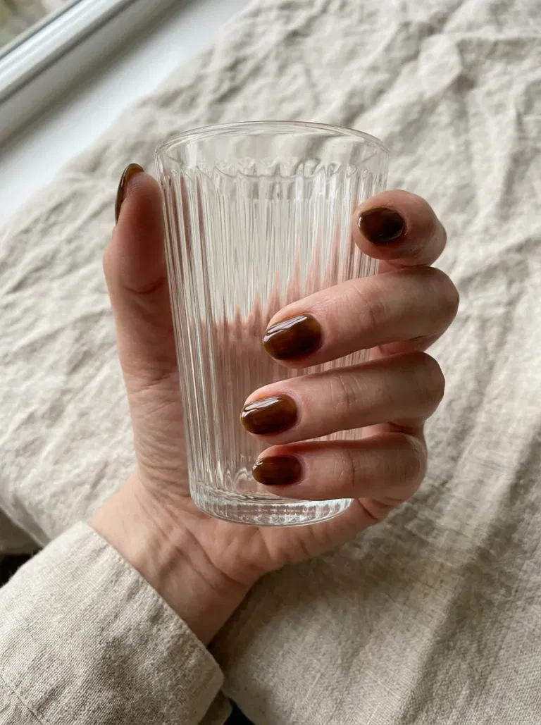 Sheer Milk-Tea Wash nail design
