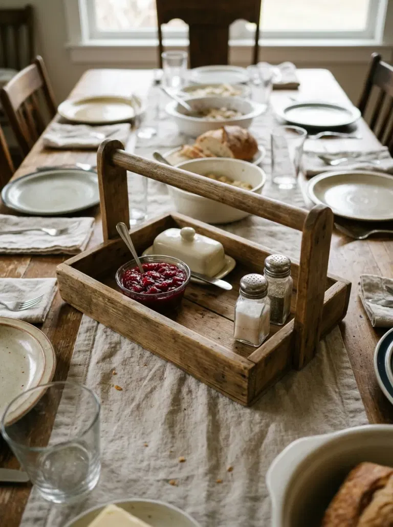 Keep Condiments in One Wooden Caddy