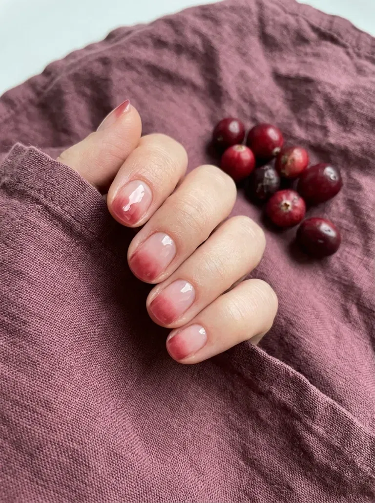 Cranberry Jelly French nail design