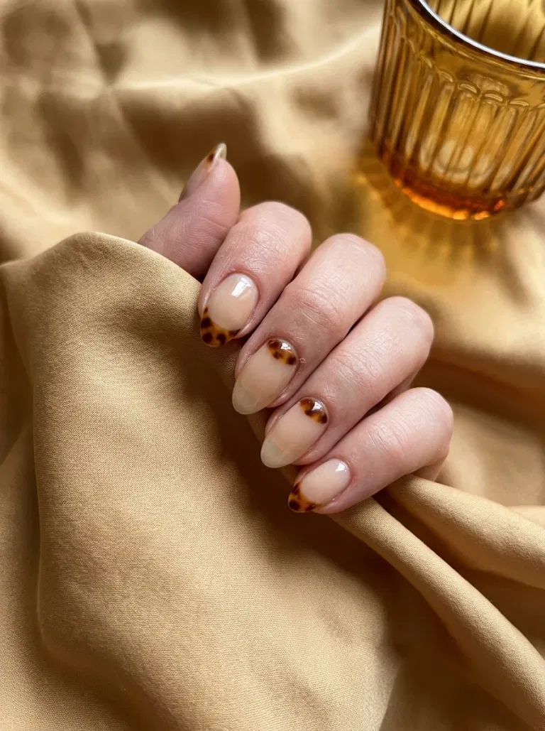 Tortoiseshell Half-Moons nail design