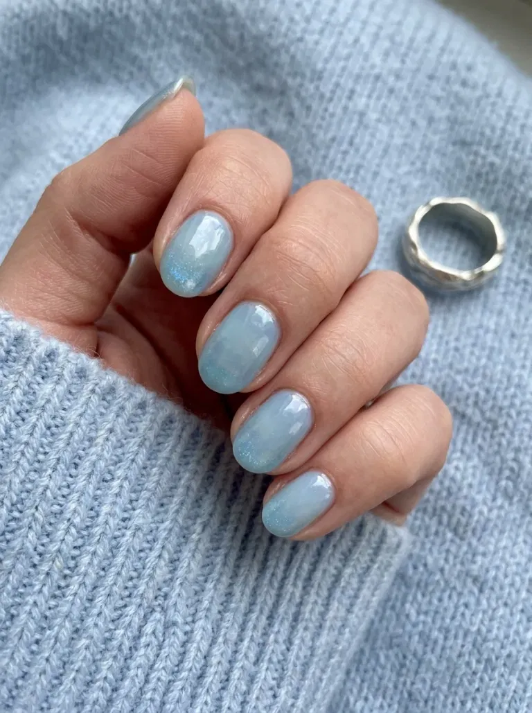 Ice Blue Syrup Chrome nail design