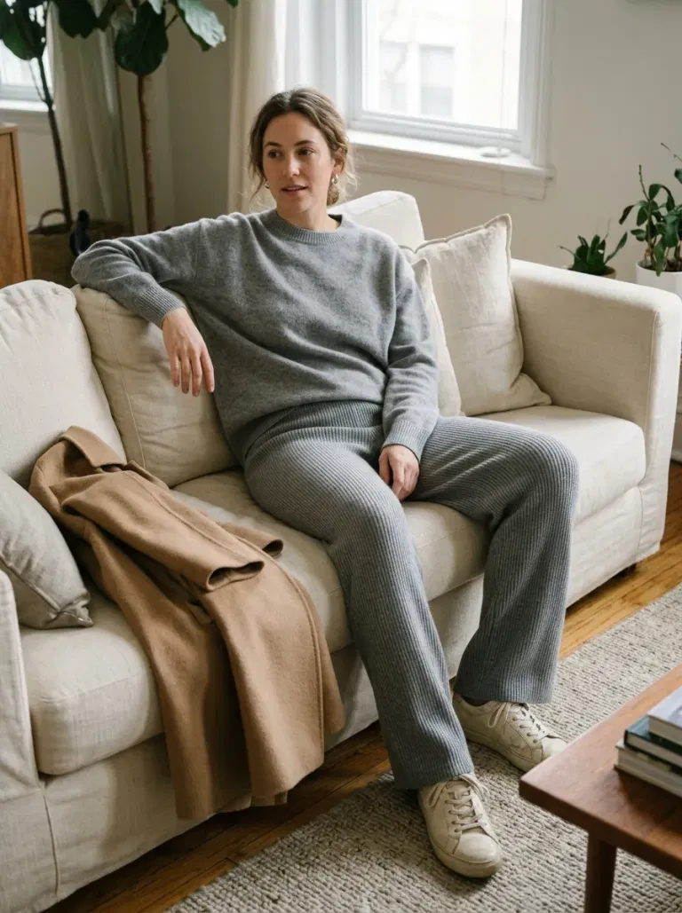 Soft Gray Matching Knit Set