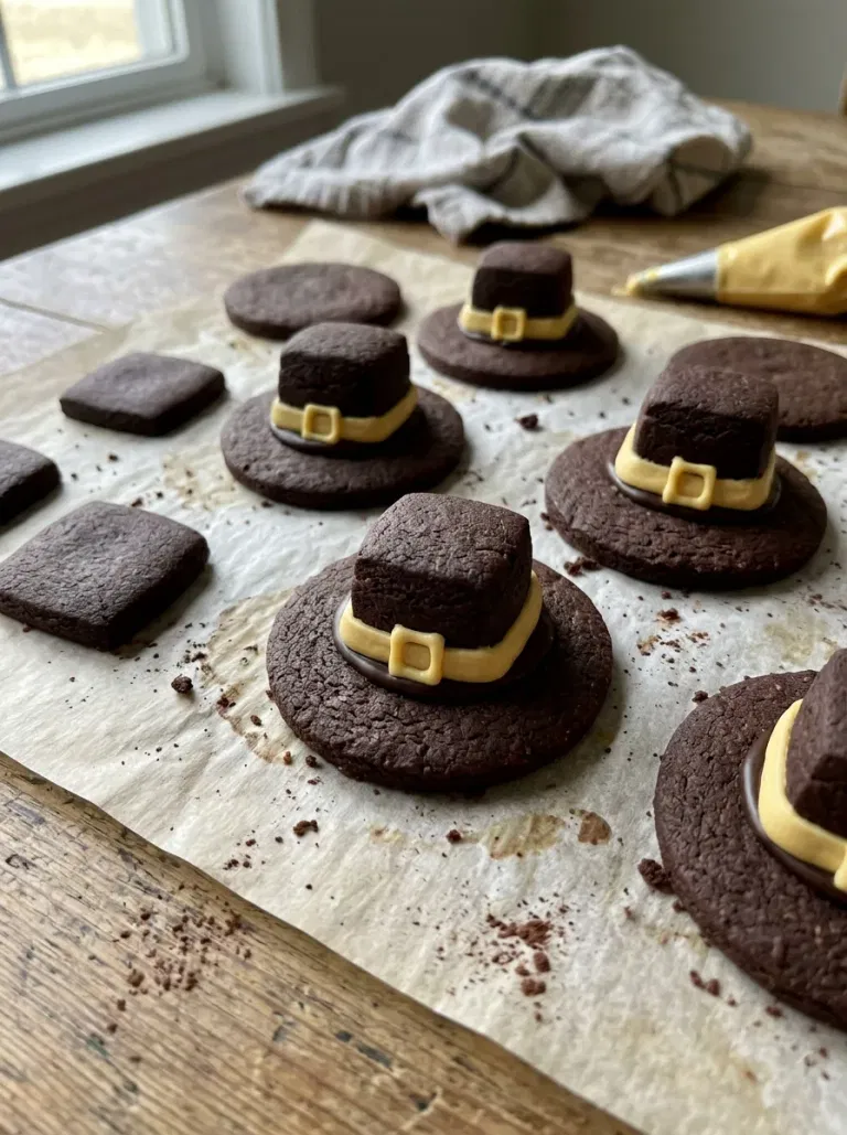 Pilgrim Hat Chocolate Cookies