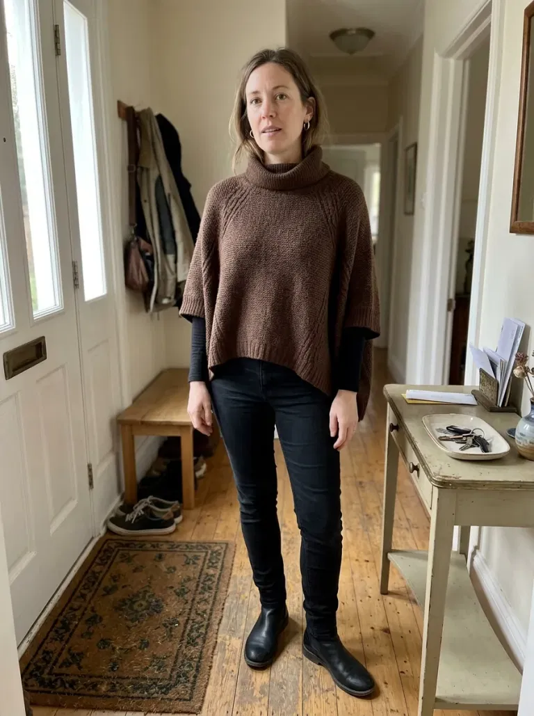 Oversized Cream Tunic with Espresso Leggings