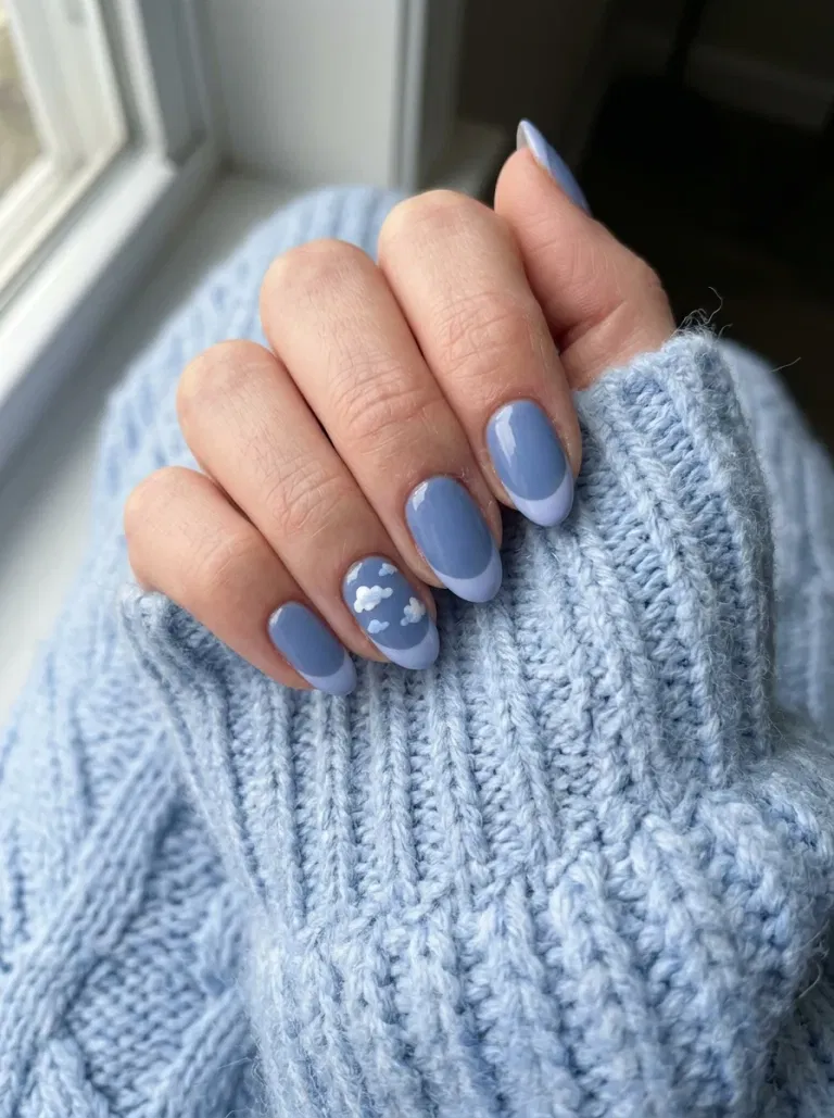 Cozy Cloud French nail design