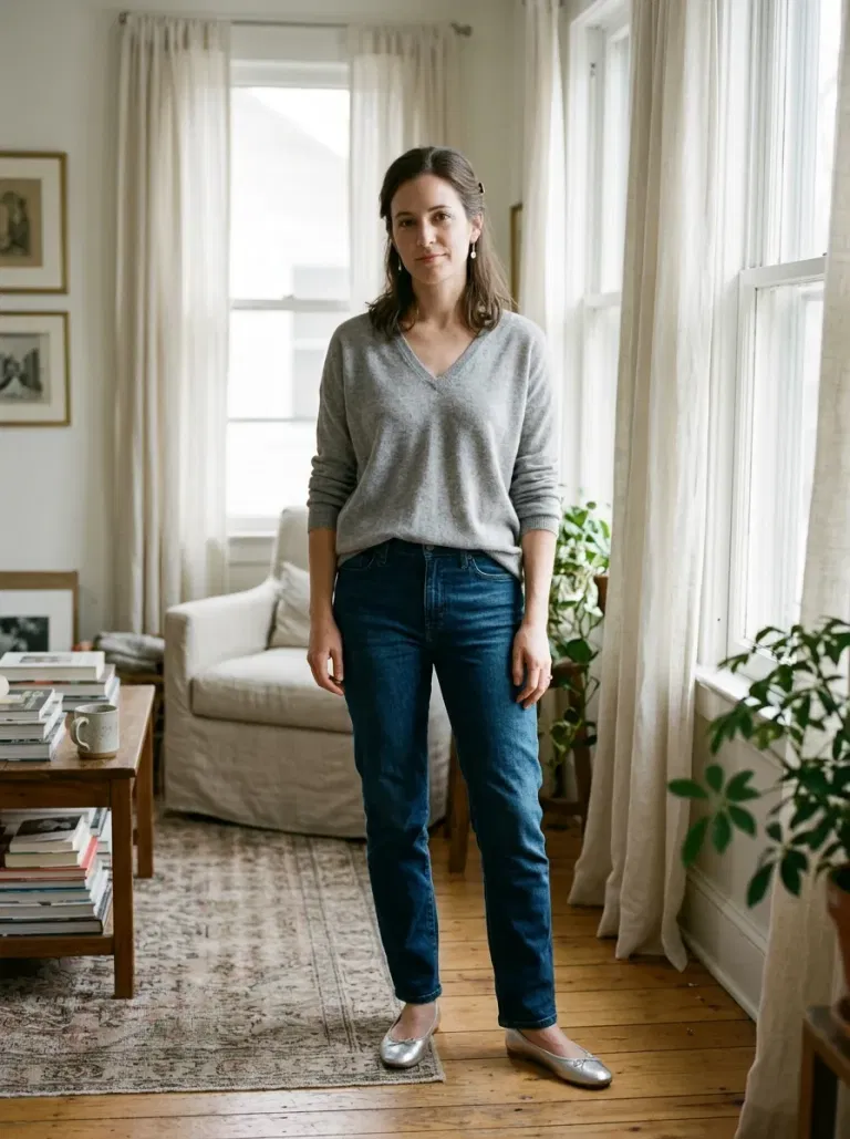 Silvery Gray Cashmere-Blend Knit