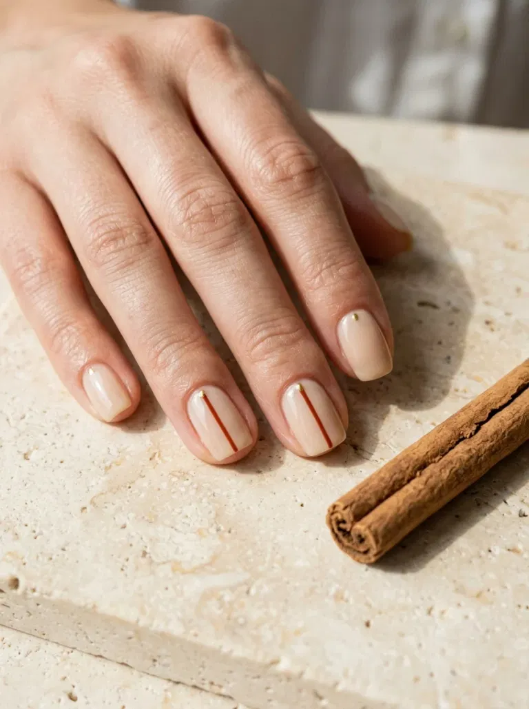 Cinnamon Pinstripe nail design