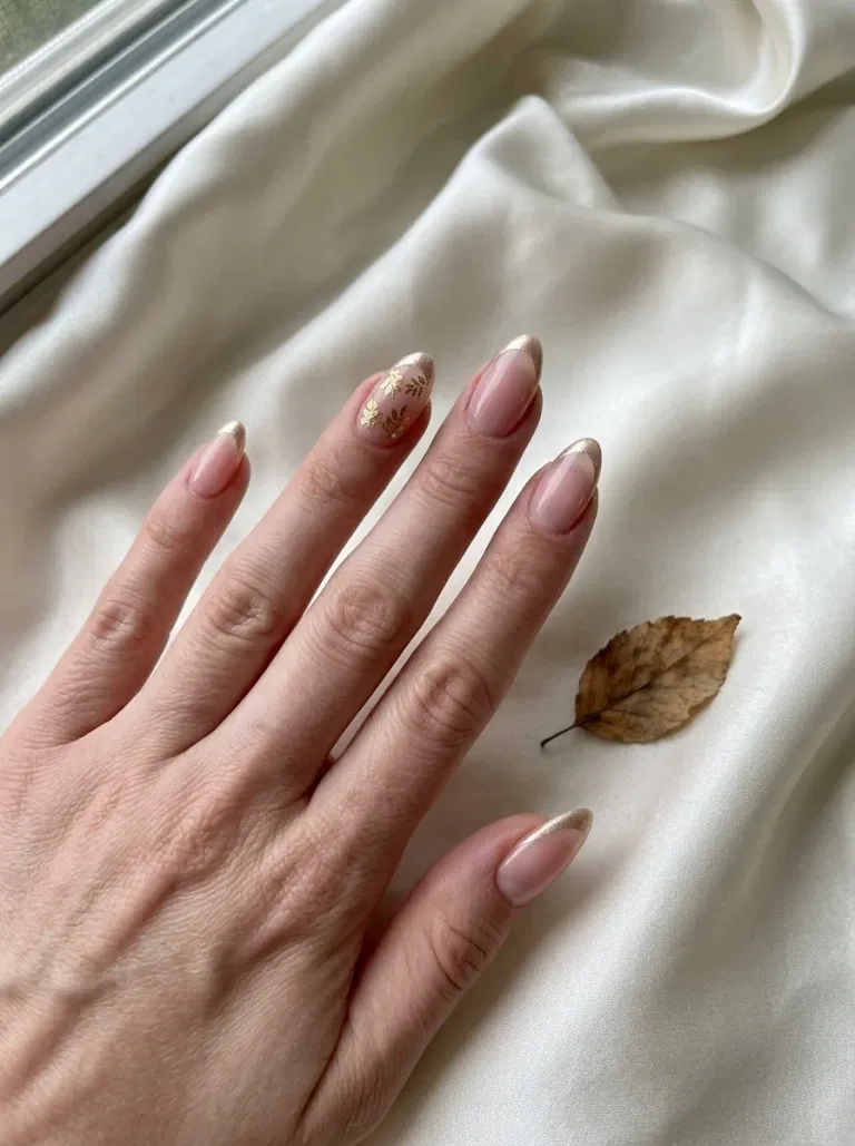 Gilded Leaf French nail design